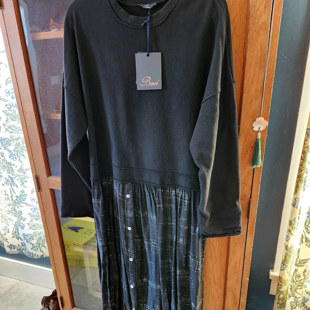 Baci black two fabric dress